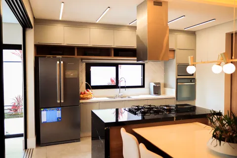 Cozinhas &mdash; Cozinha Gourmet Integrada com Ilha e Bancada de Refeições