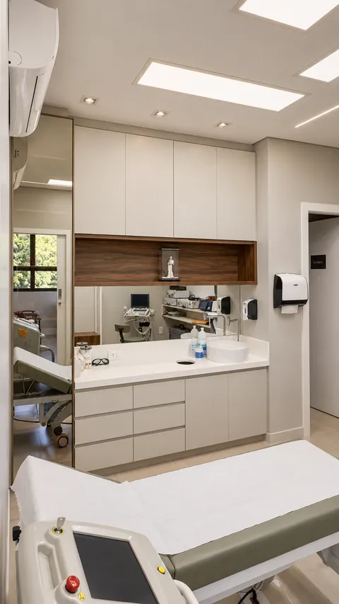 Espaço Comercial &mdash; Recepção Comercial com Painel Ripada e Balcão de Boas-Vindas