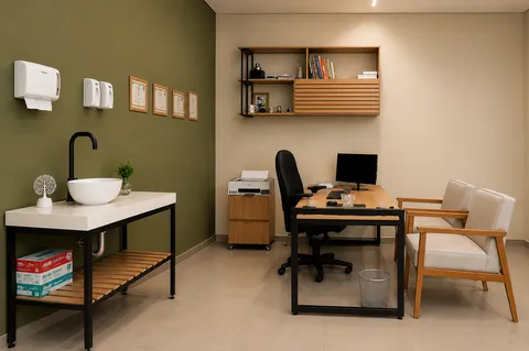 Espaço Comercial &mdash; Espaço Clínico Integrado com Área de Assepsia e Mobiliário Sob Medida