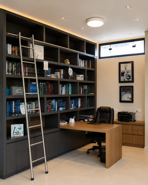 Home Office &mdash; Home Office Executivo com Biblioteca e Escada Deslizante
